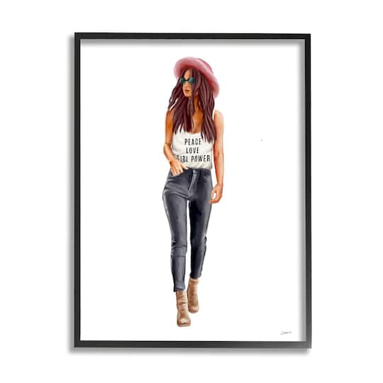 Stupell Industries Girl Power Phrase Fashionista Black Framed Wall Art